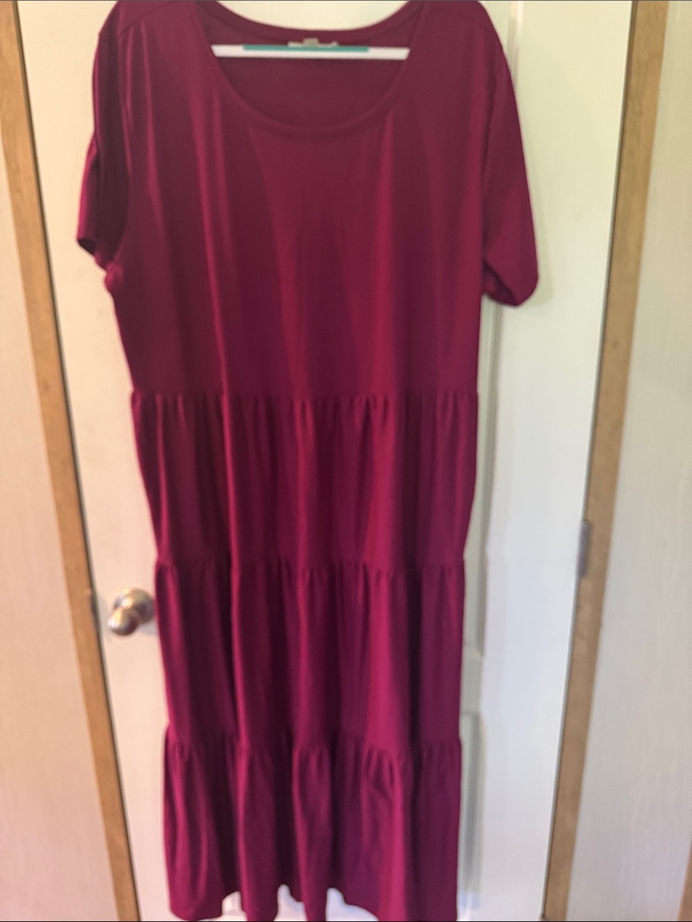 Woman Within Tiered Maxi Dress in Burgundy